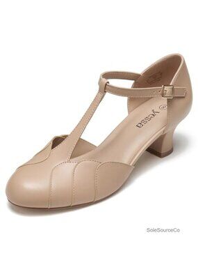 Women's Vintage T-Strap Character Shoes 2 Inch Heel Faux Leather Dance